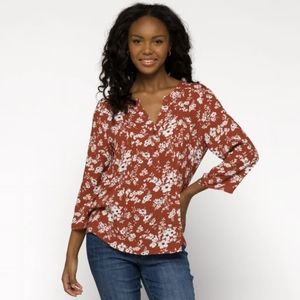 Fun 2 fun Kearney Henley floral top size XL
